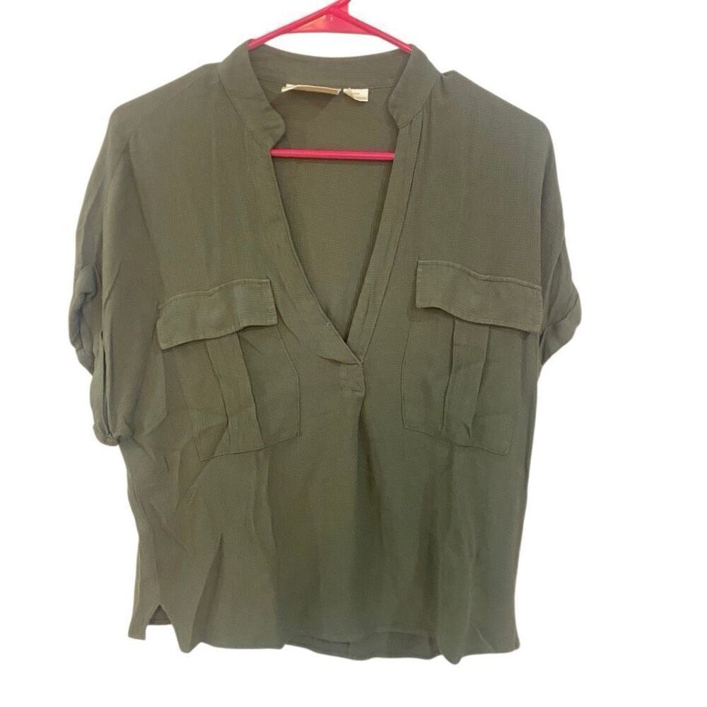 Maeve by Anthropologie XS short sleeve green vneck